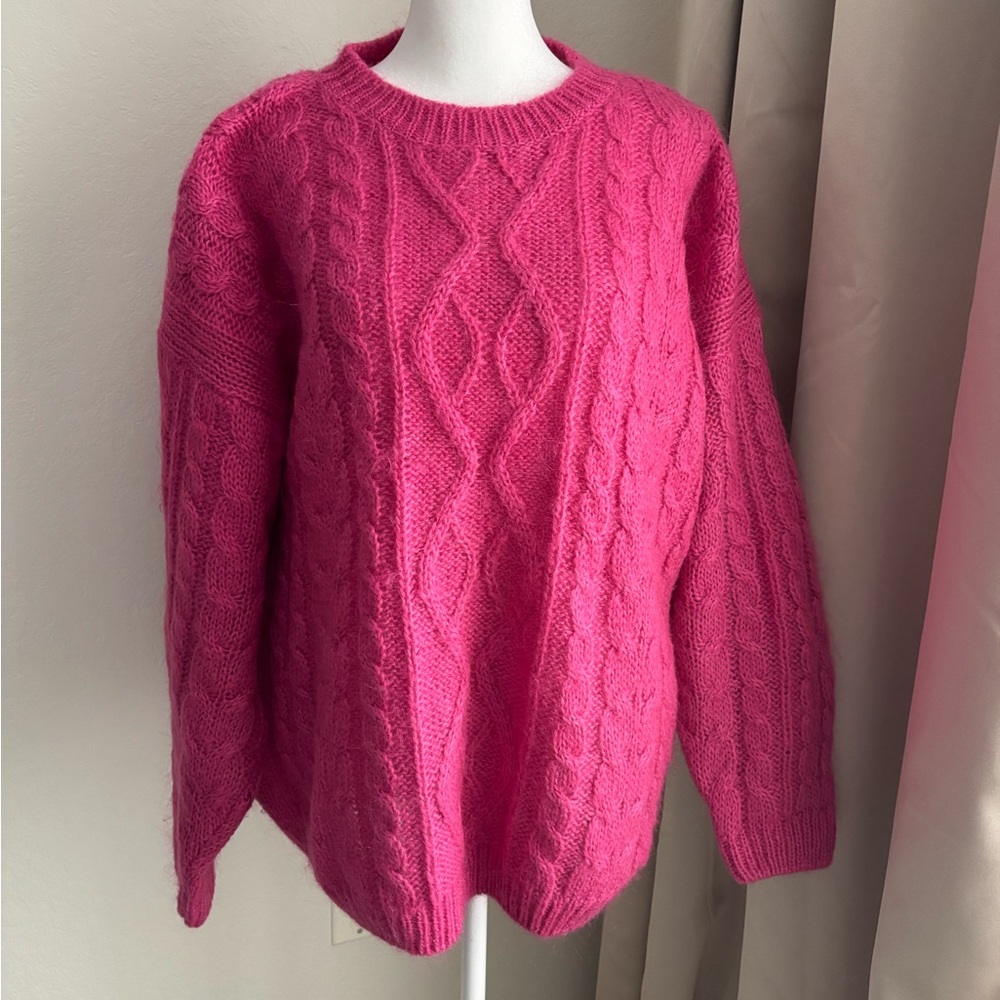 Vintage AMERICAN CLOTHING Co. Parisian Pink Cable Knit Crewneck Sweater, size L